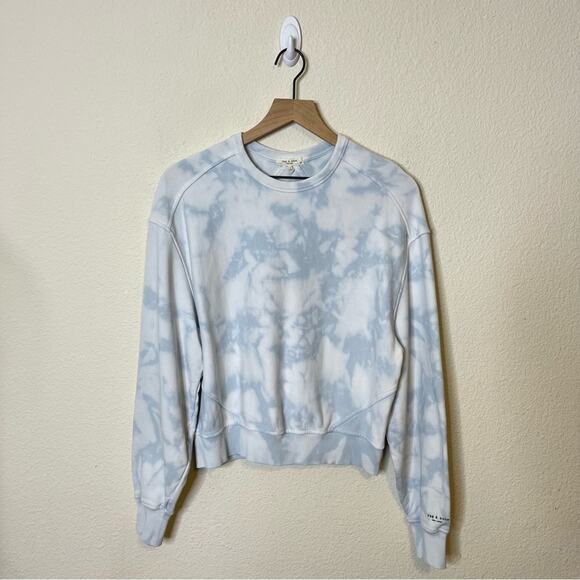 Rag & Bone City Tie Dye Terry Sweatshirt Blue Crewneck Sweater Pullover Size S - Picture 2 of 7